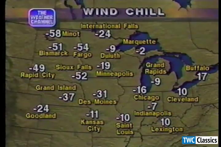 Wind chill temperatures  / December 18th